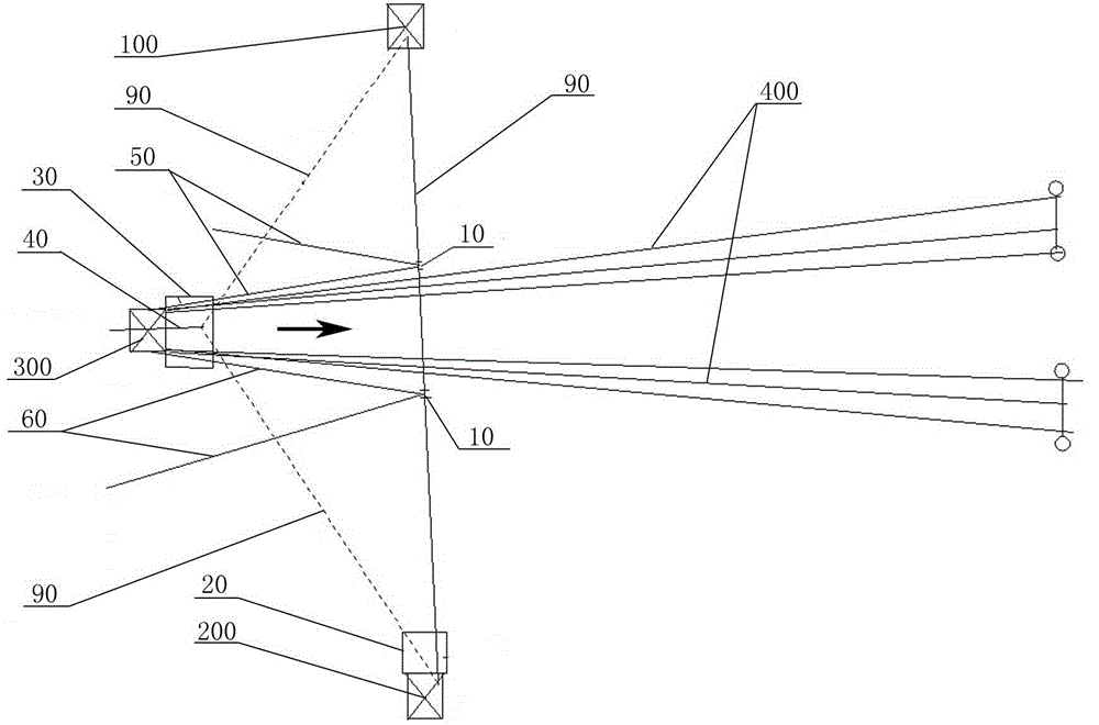 Wiring method across live high-voltage lines in mountainous terrain