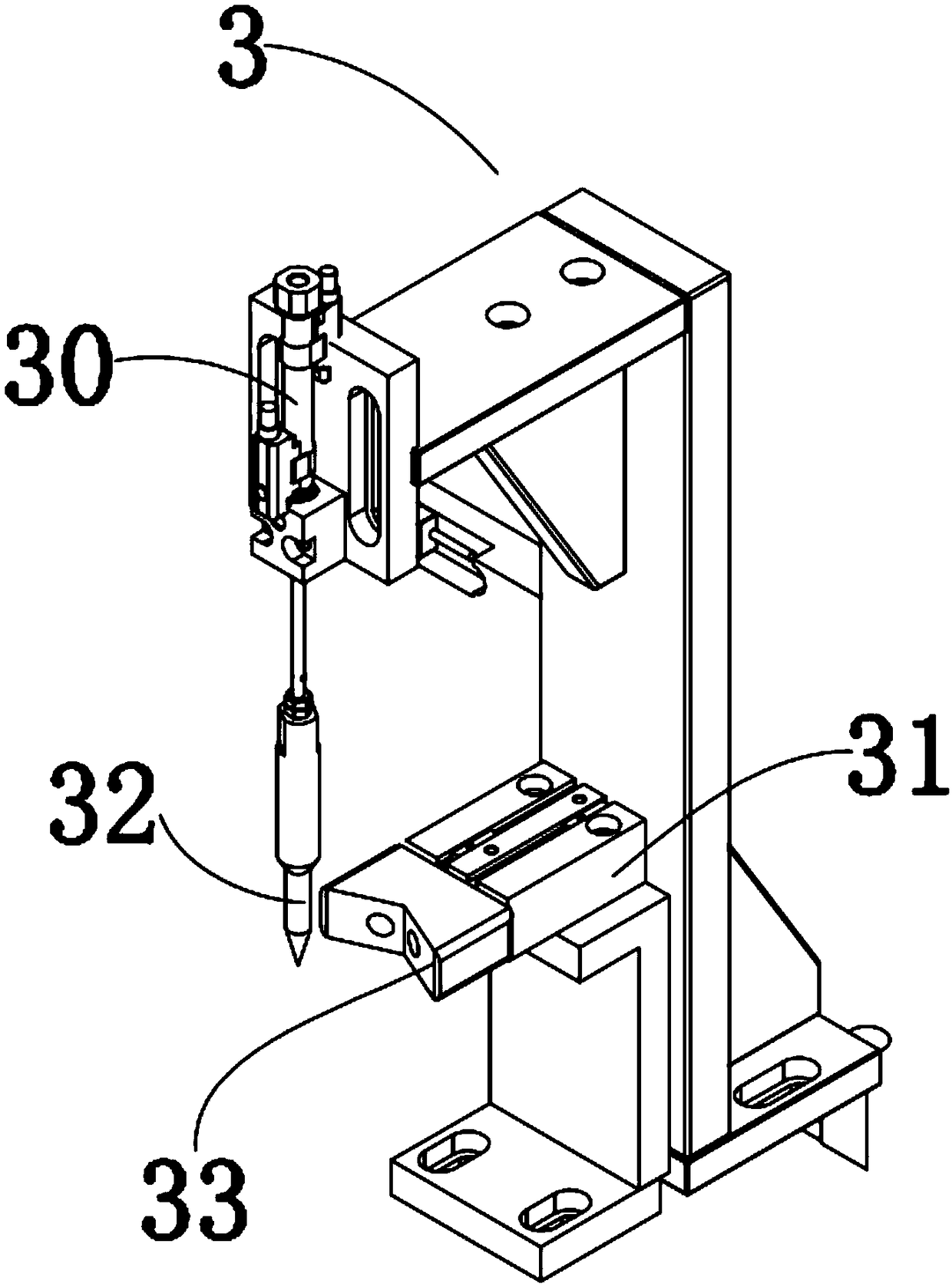 Bottom spot welding machine for cylindrical lithium battery and spot welding method of bottom spot welding machine