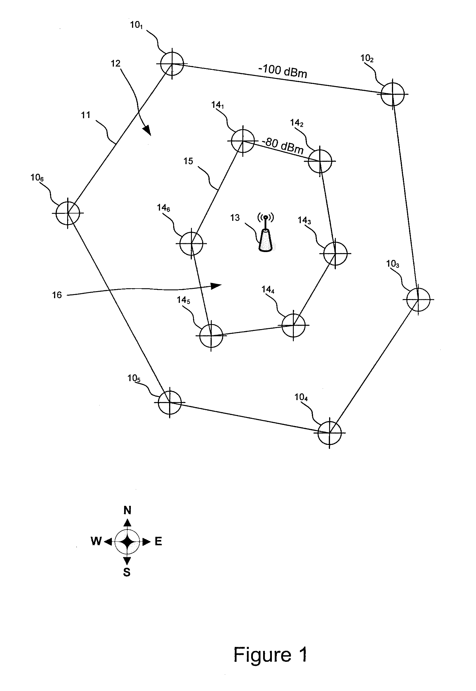 Cell id based positioning from cell intersections