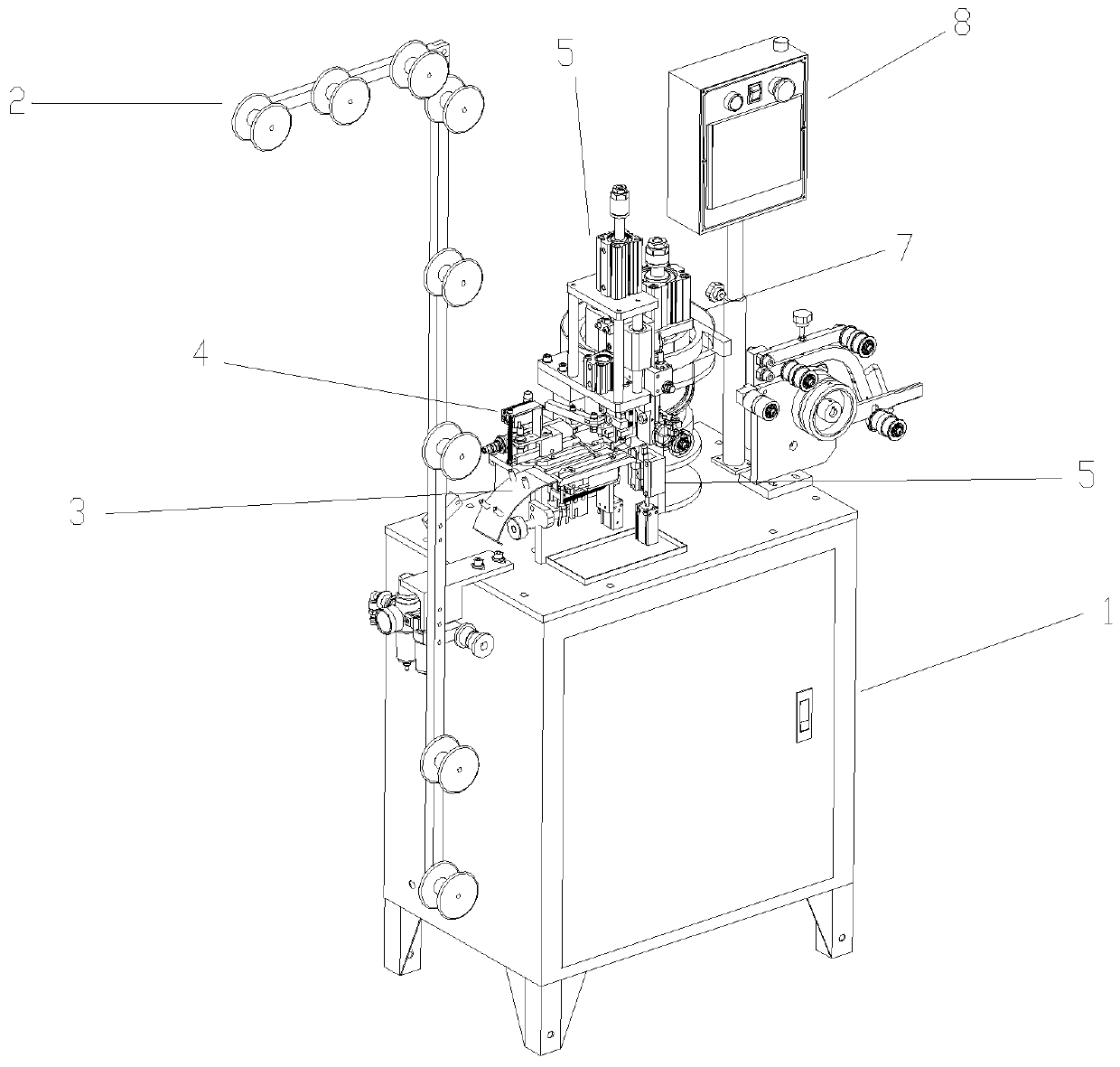 A fully automatic double top stop machine for metal pellets