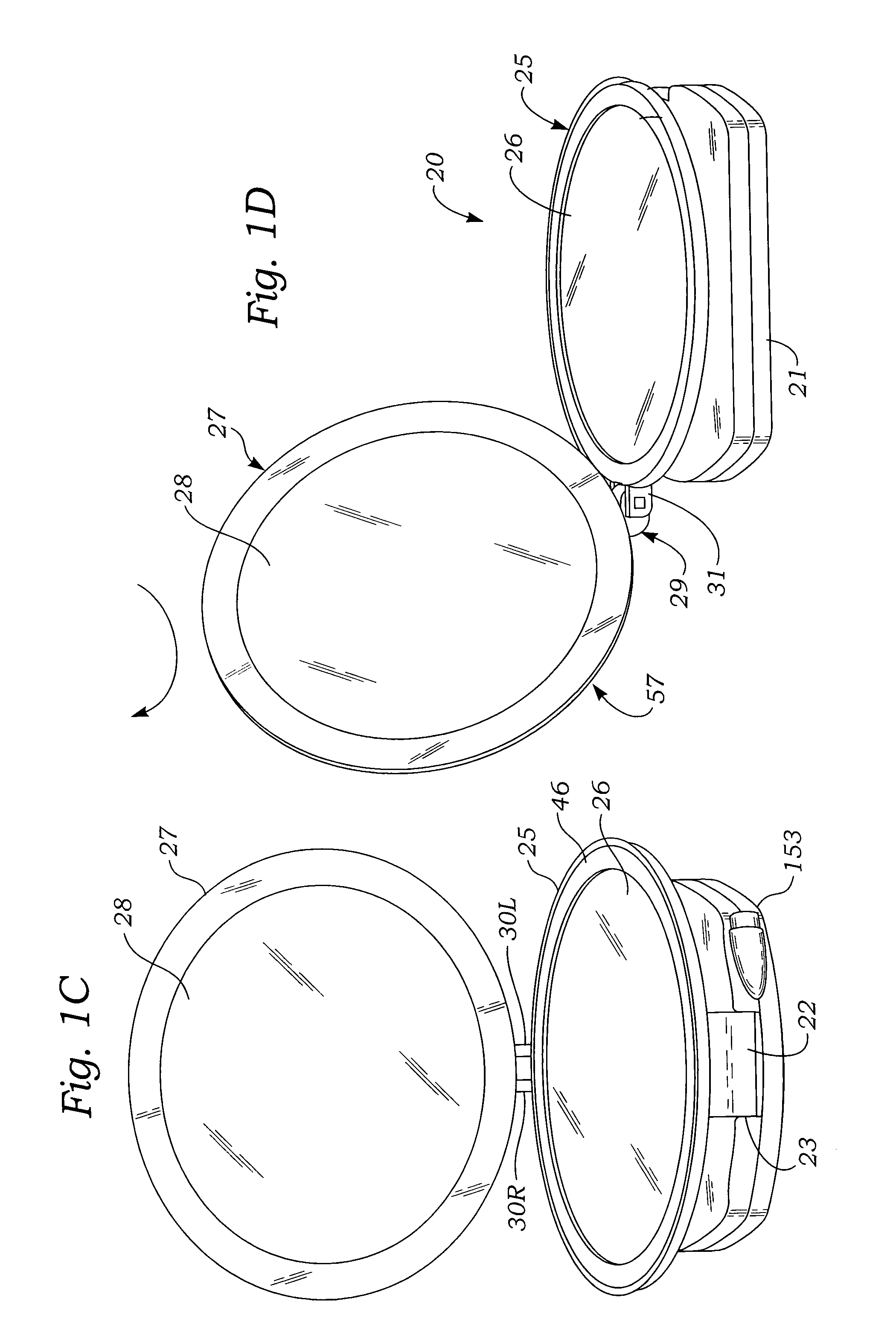 Dual magnification folding travel mirror with annular illuminator