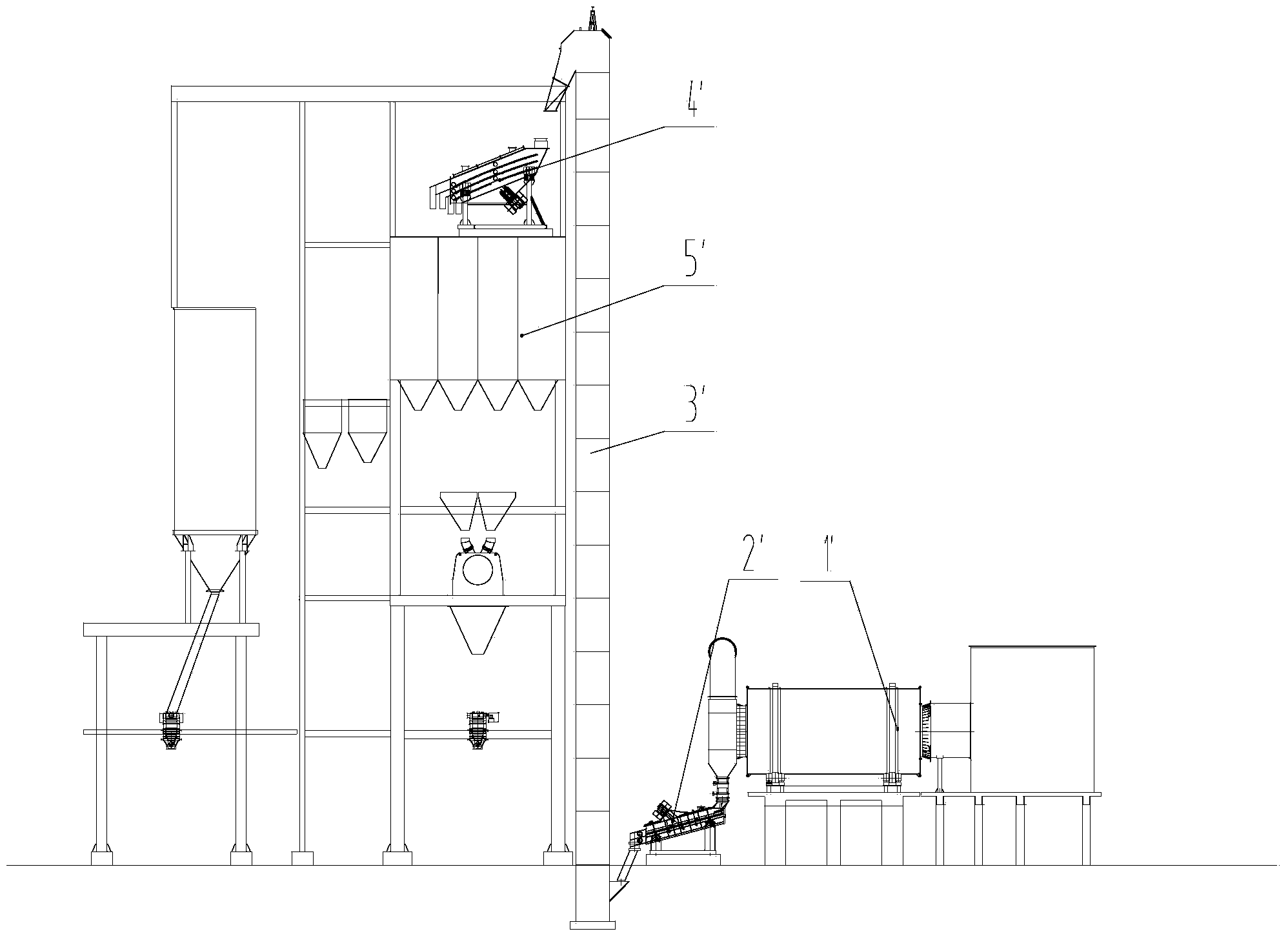 Dry-mixed mortar stirring station and screening and crushing system thereof