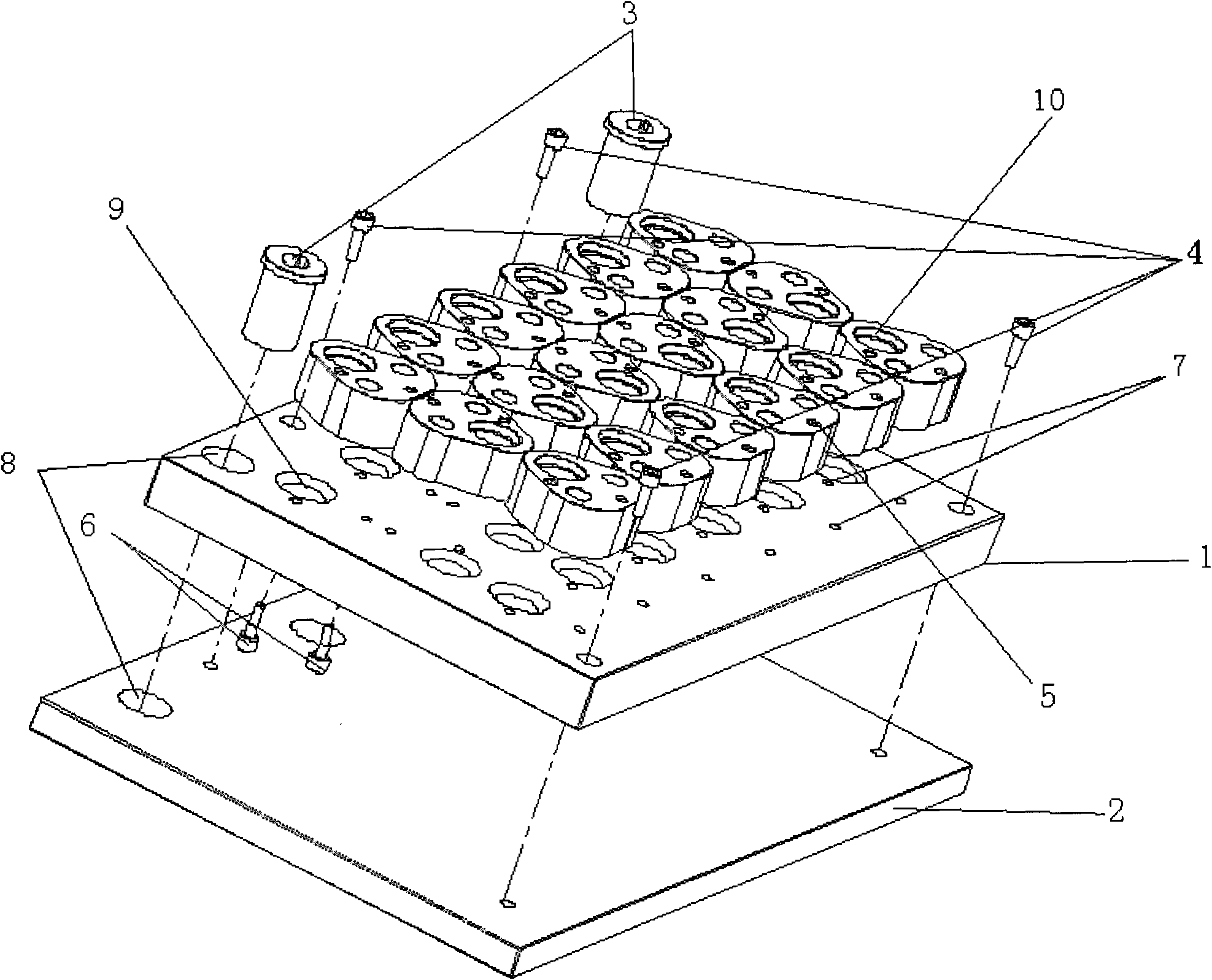 Fixture for batch processing of inflating model fixing seat