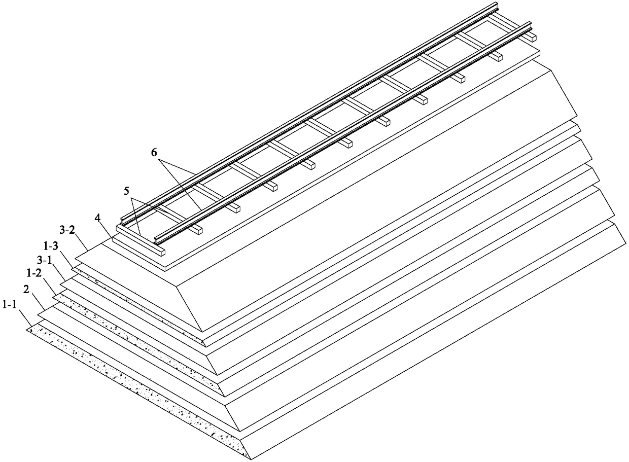 Reinforced damping railway embankment structure