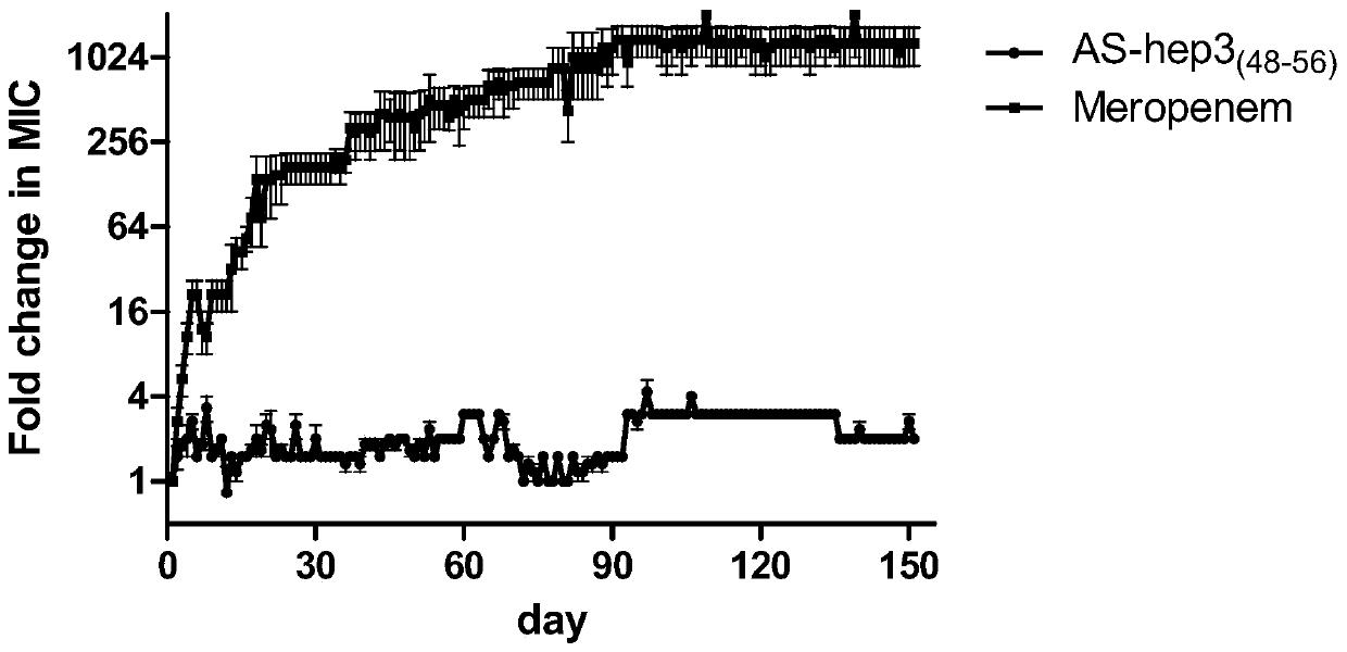 Black sea bream antibacterial peptide AS-hepc3 (48-56) and application thereof