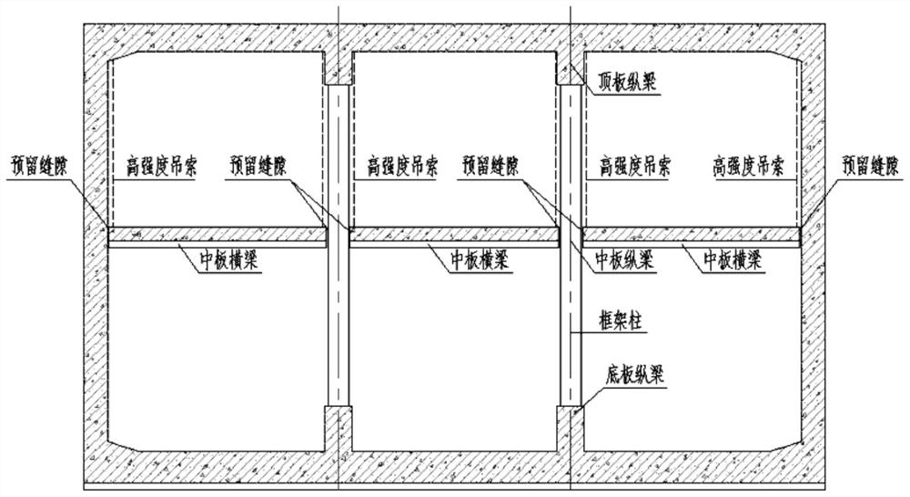 Open cut station with station middle plate structure as damper and construction method thereof