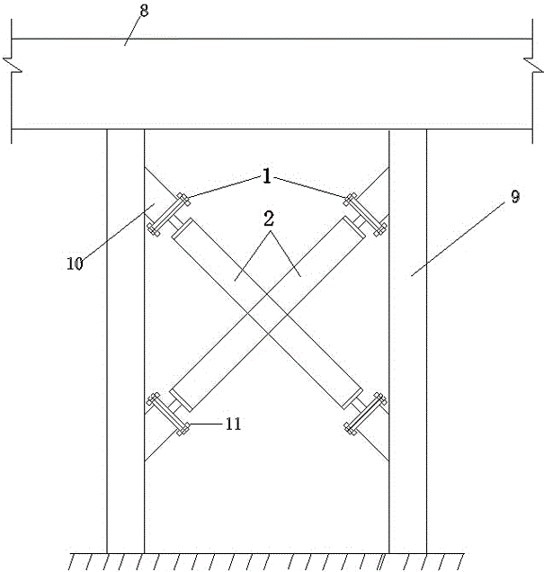 Energy-dissipation and shock-absorption tie beam for double-limb pier