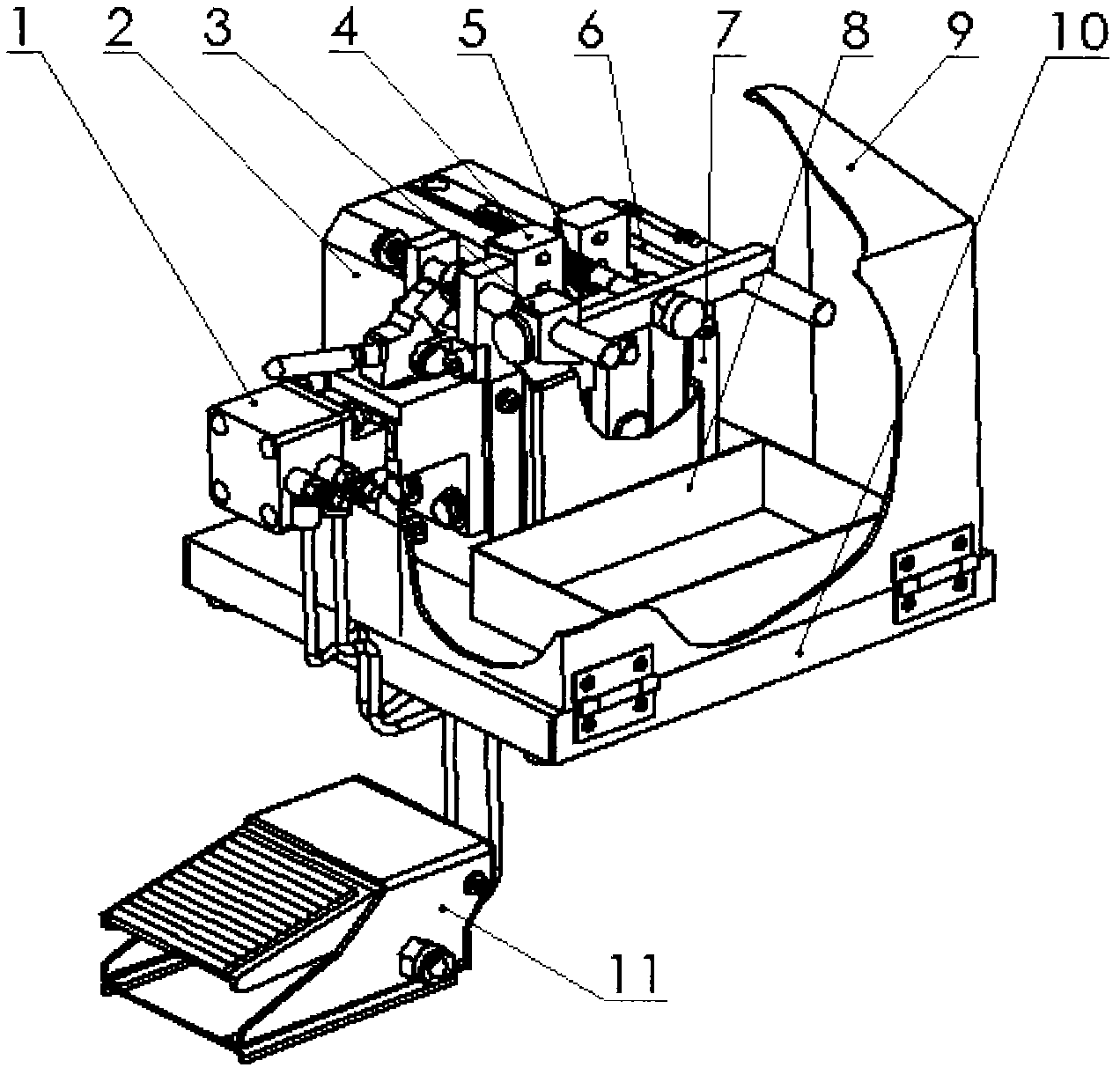 Cut-off machine for plastic row pins