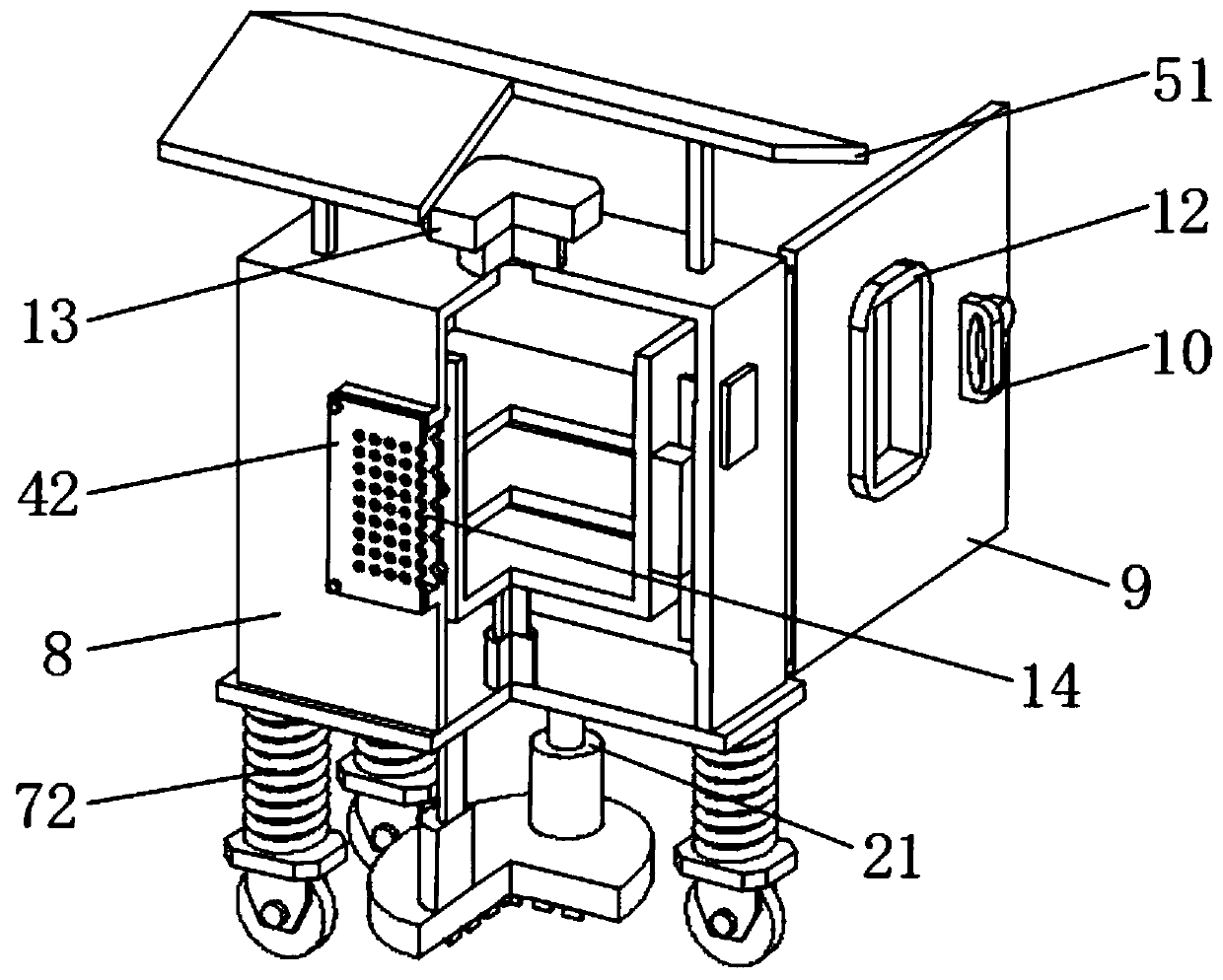 Switch cabinet with movable switch cabinet bracket device