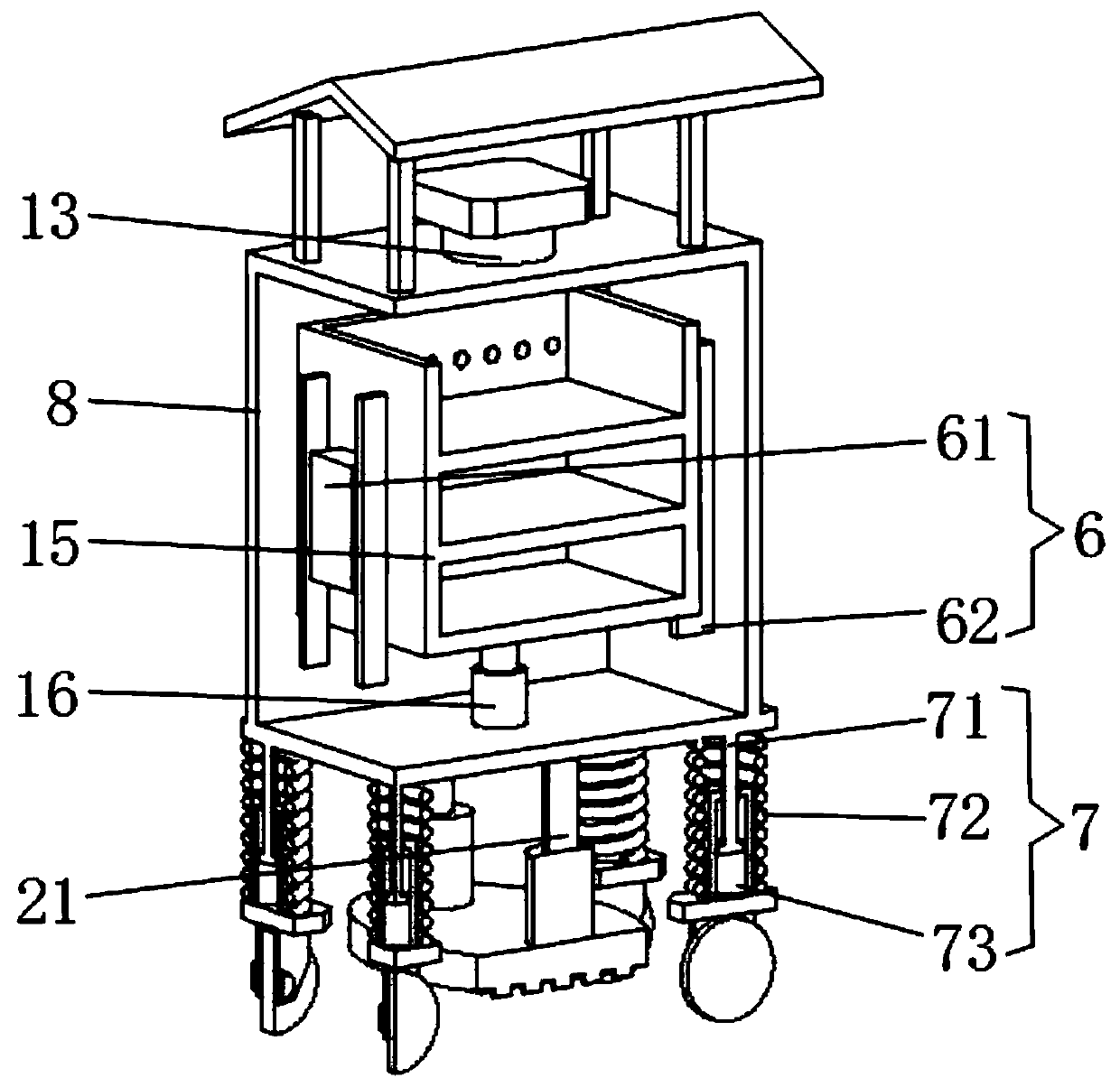 Switch cabinet with movable switch cabinet bracket device