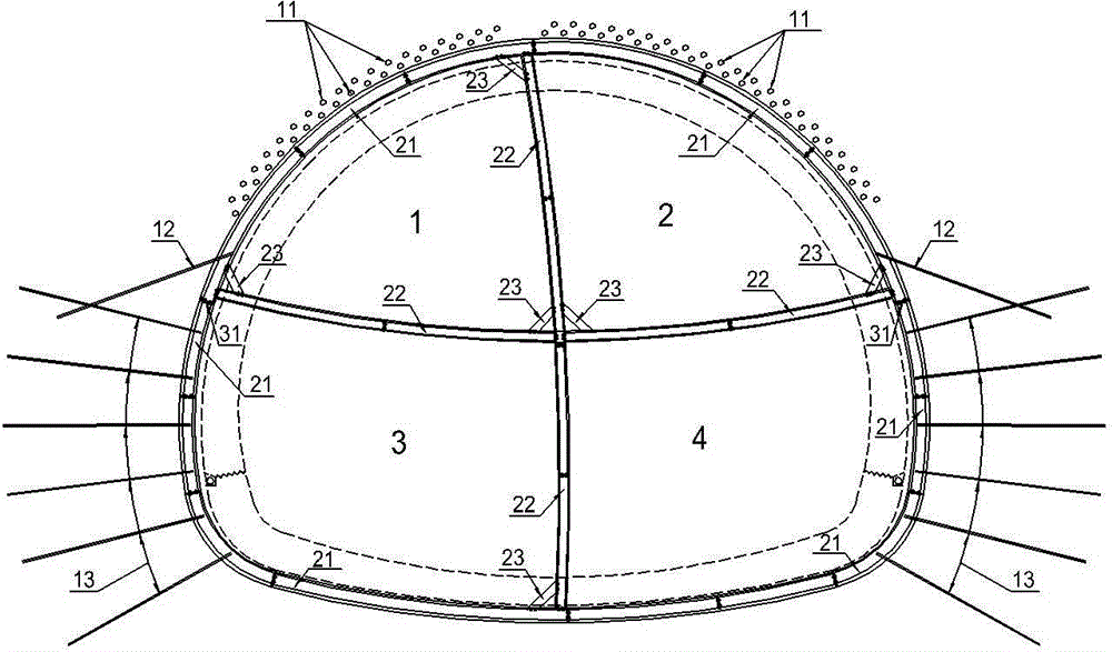 Support structure for preventing settlement deformation of tunnels and construction method thereof