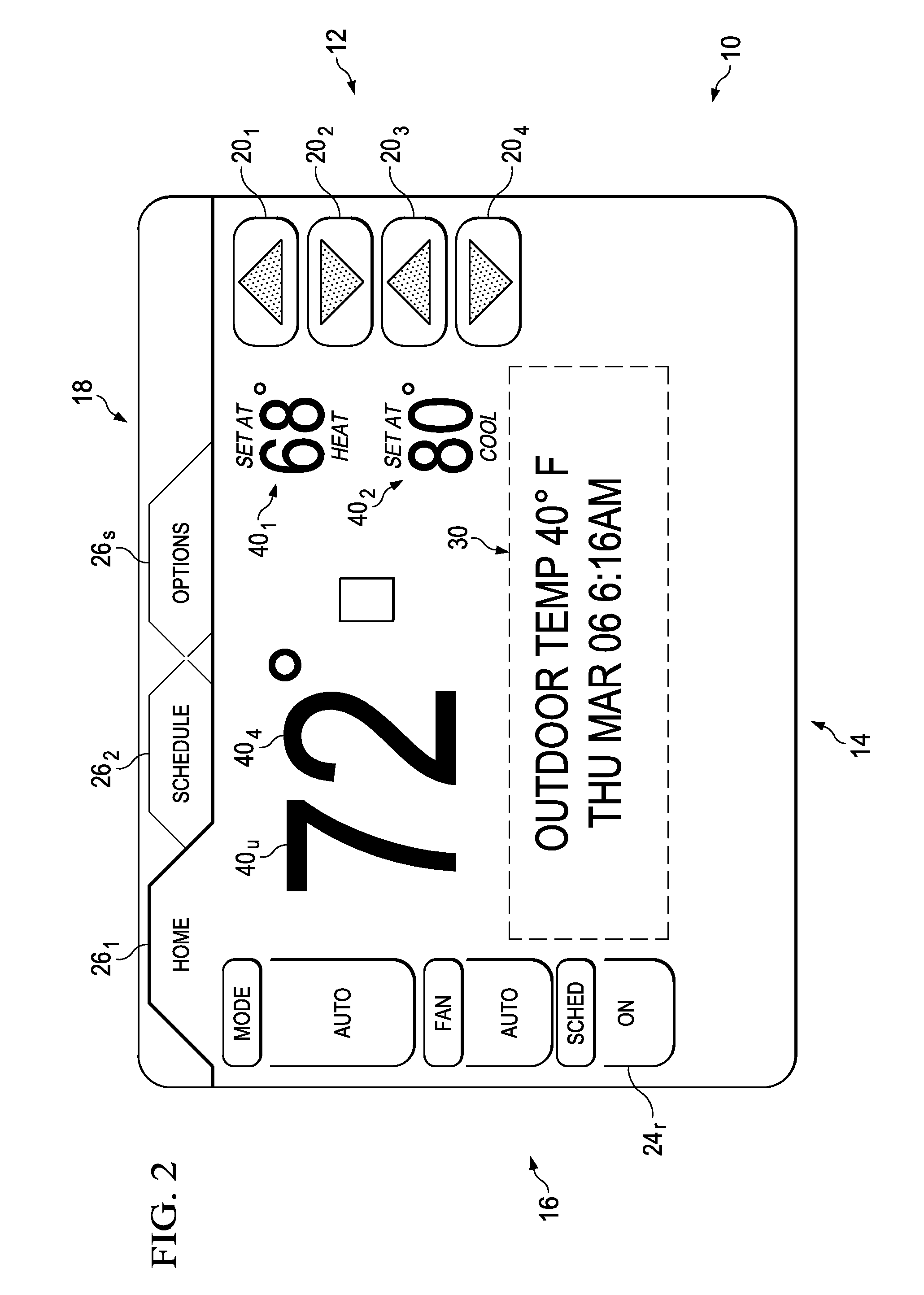 Display apparatus and method having menu and system setting scroll capability for an environmental control system