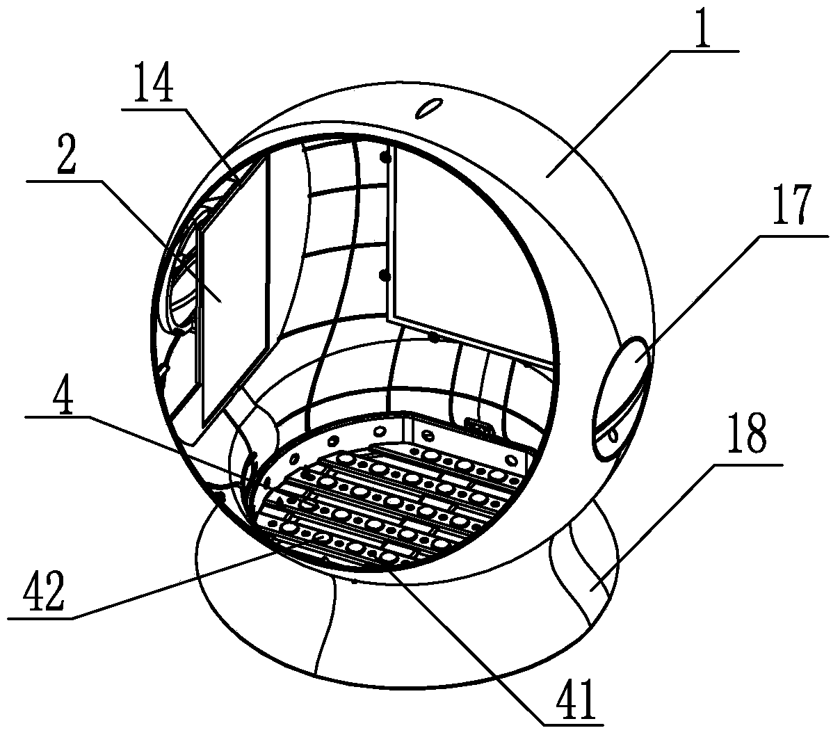 A far-infrared intelligent foot therapy device with internal convection and streamlined design