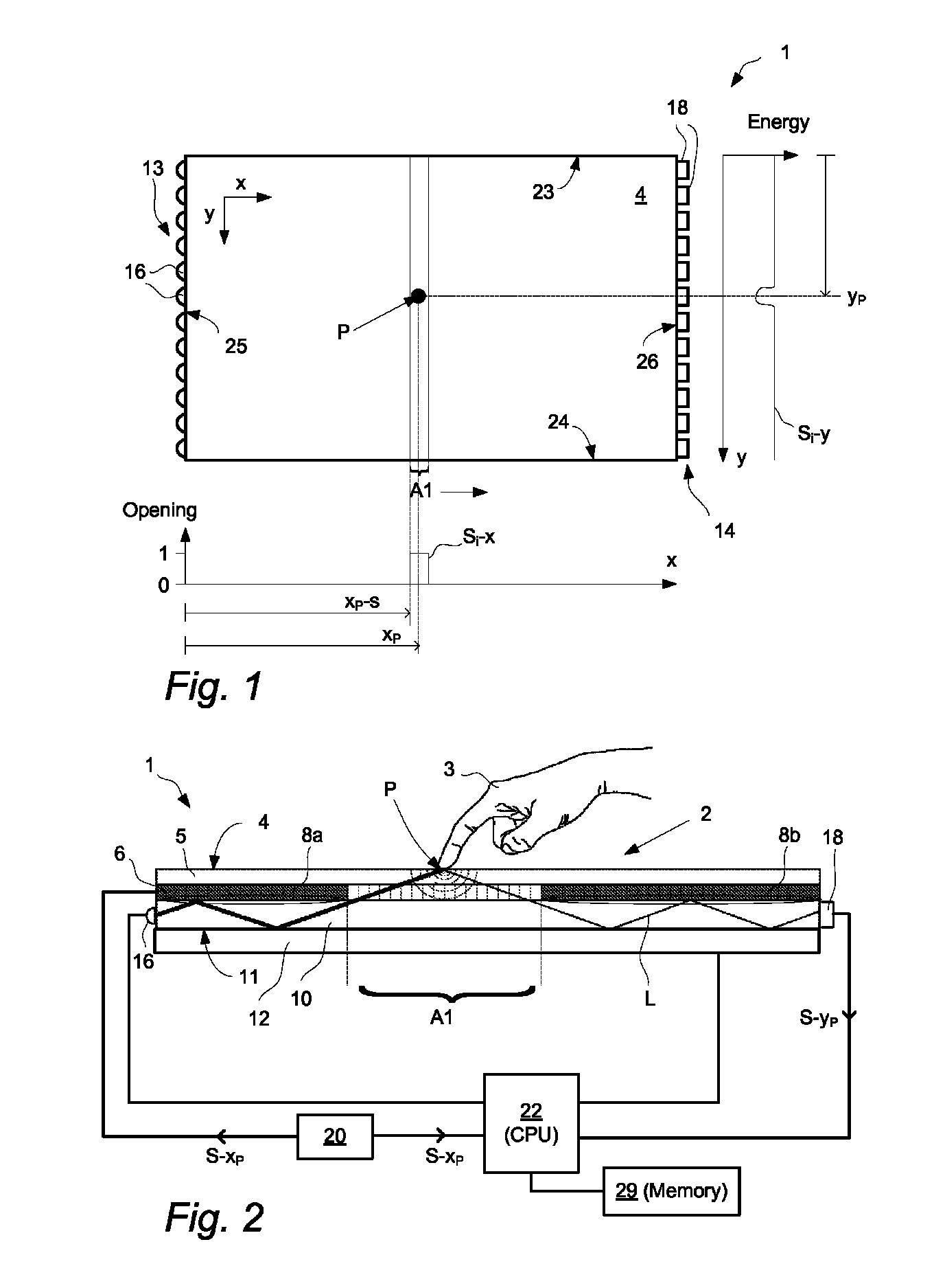 Touch surface with variable refractive index