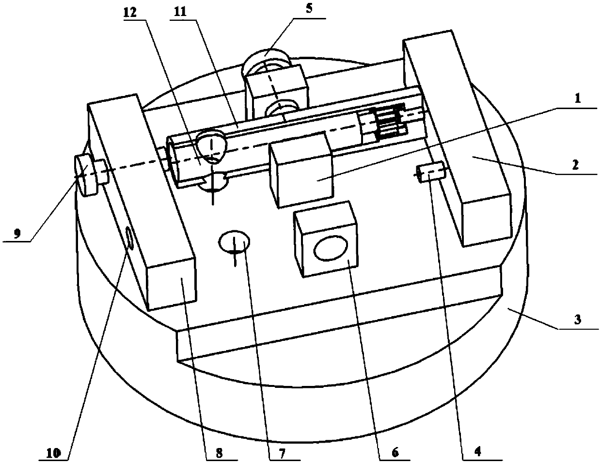 Machining method for through hole in angular combination device