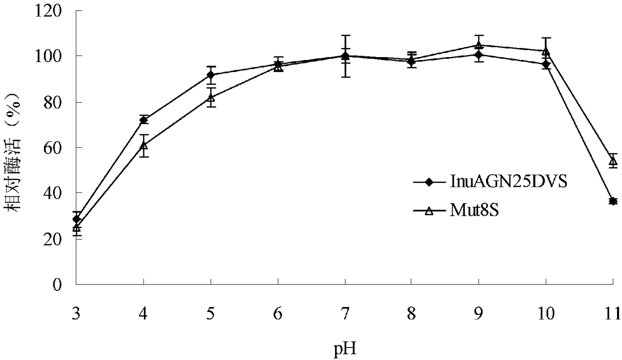 Low-temperature exoinulinase mutant Mut8S with improved heat stability