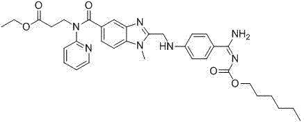 Dabigatran etexilate analog centered by fluorine-containing-group-modified benzene ring and synthesis method thereof