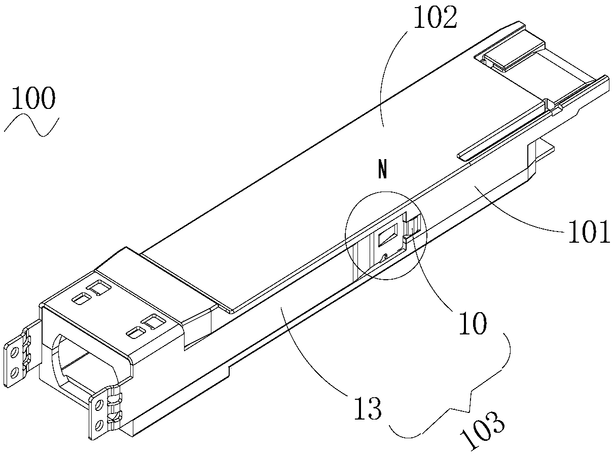 Pull ring unlocking structure of optical module