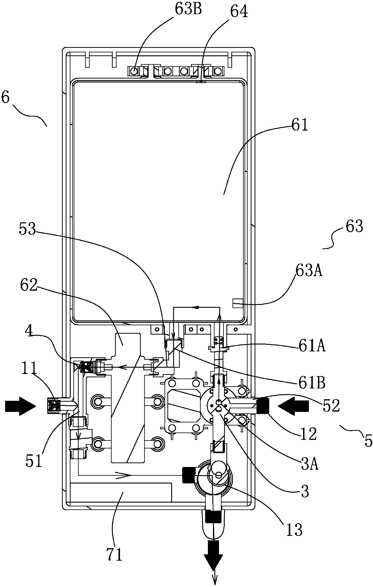 Pipeline residual water treatment device, shower and treatment method