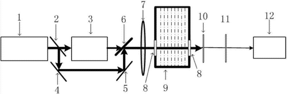 Device for broadband CARS detection of 1 delta oxygen and use method thereof