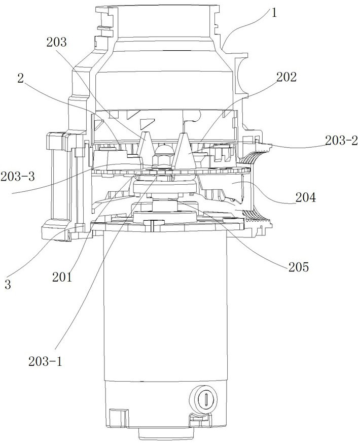 Triple grinding mechanism of garbage disposer