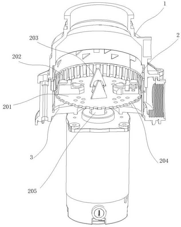 Triple grinding mechanism of garbage disposer