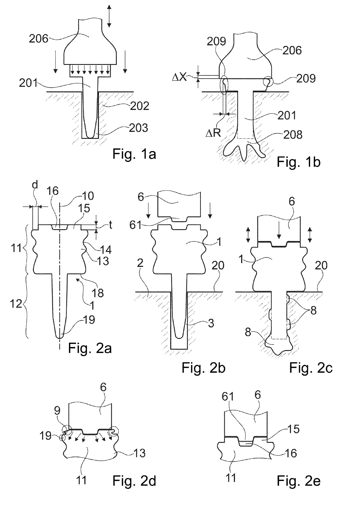 Anchoring a joining element in an object