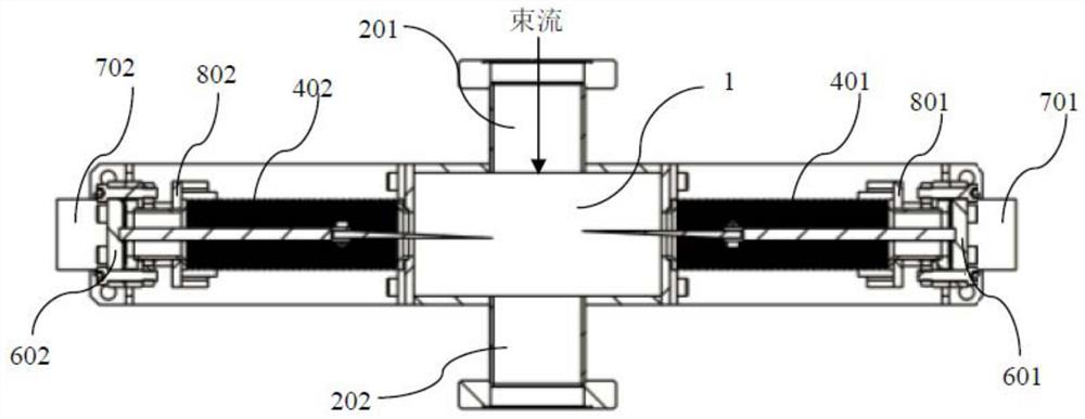 Vacuum environment beam energy online adjusting device