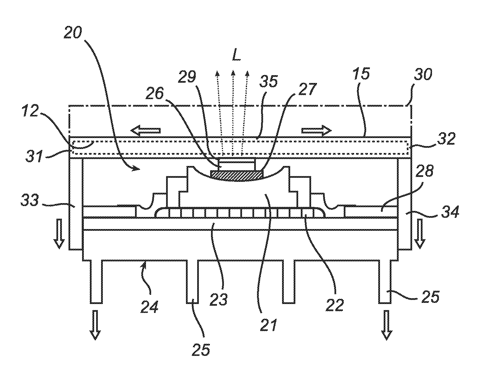 Cooling Device for a Light-Emitting Semiconductor Device and a Method of Manufacturing Such a Cooling Device