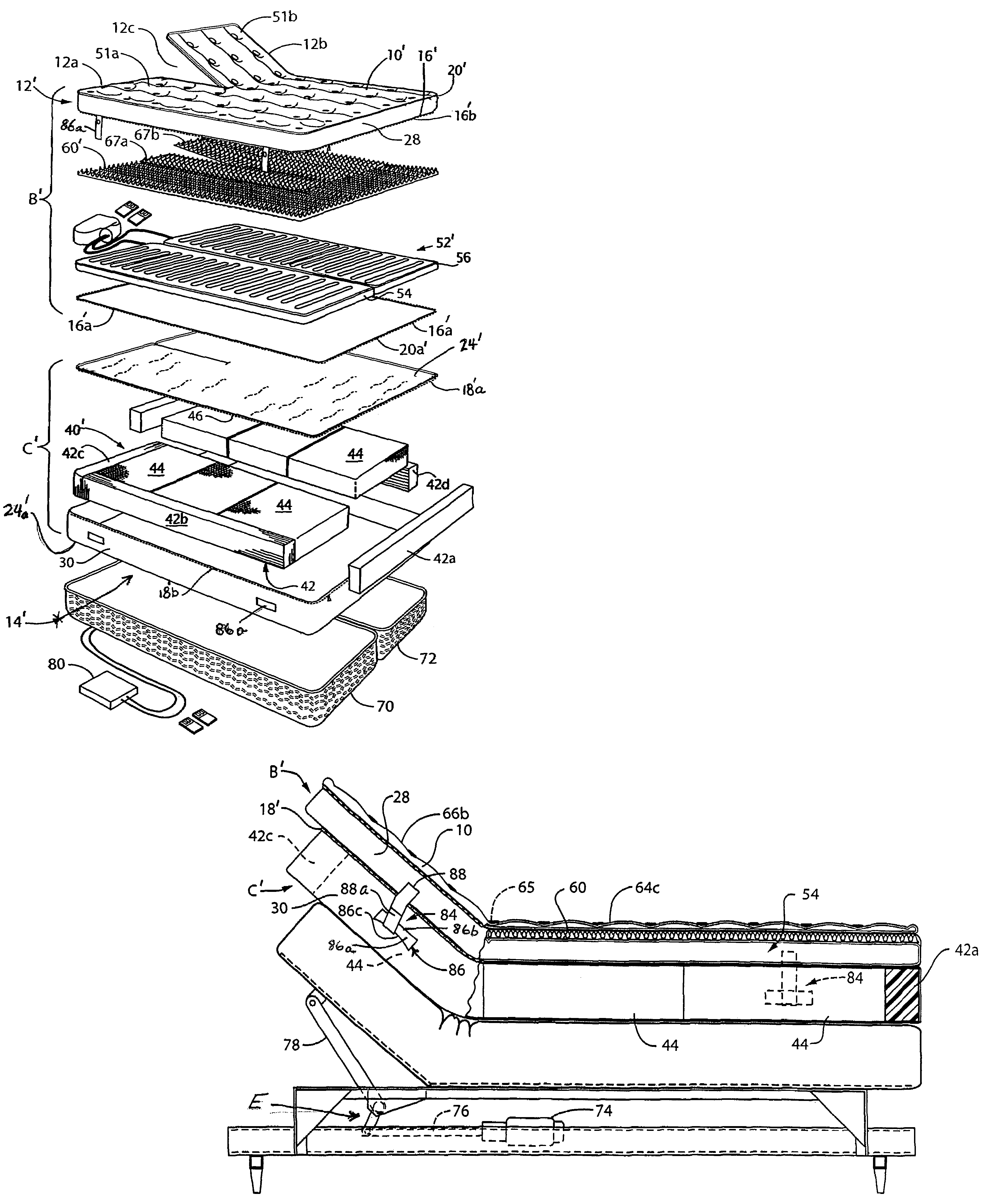 Air sleep system with dual elevating air posturizing sleep surfaces