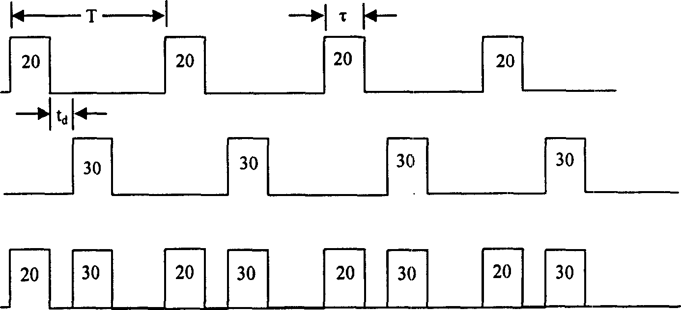 Biological chip time division complex multiple fluorescent simultaneously detecting method and device