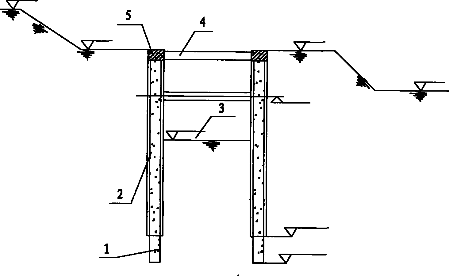 Method for supporting bored filling pile driven by stirring pile in foundation pit, group pit and middle pit