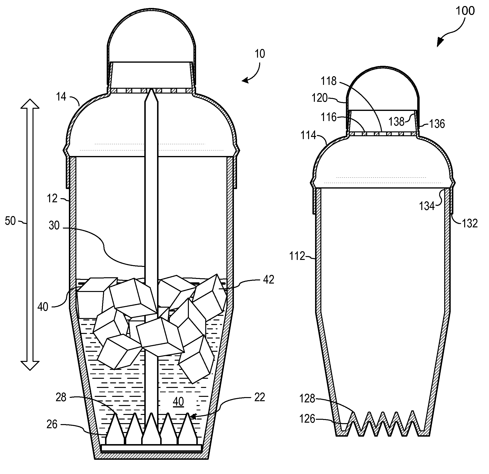 Drink shaker having breaking protrusions