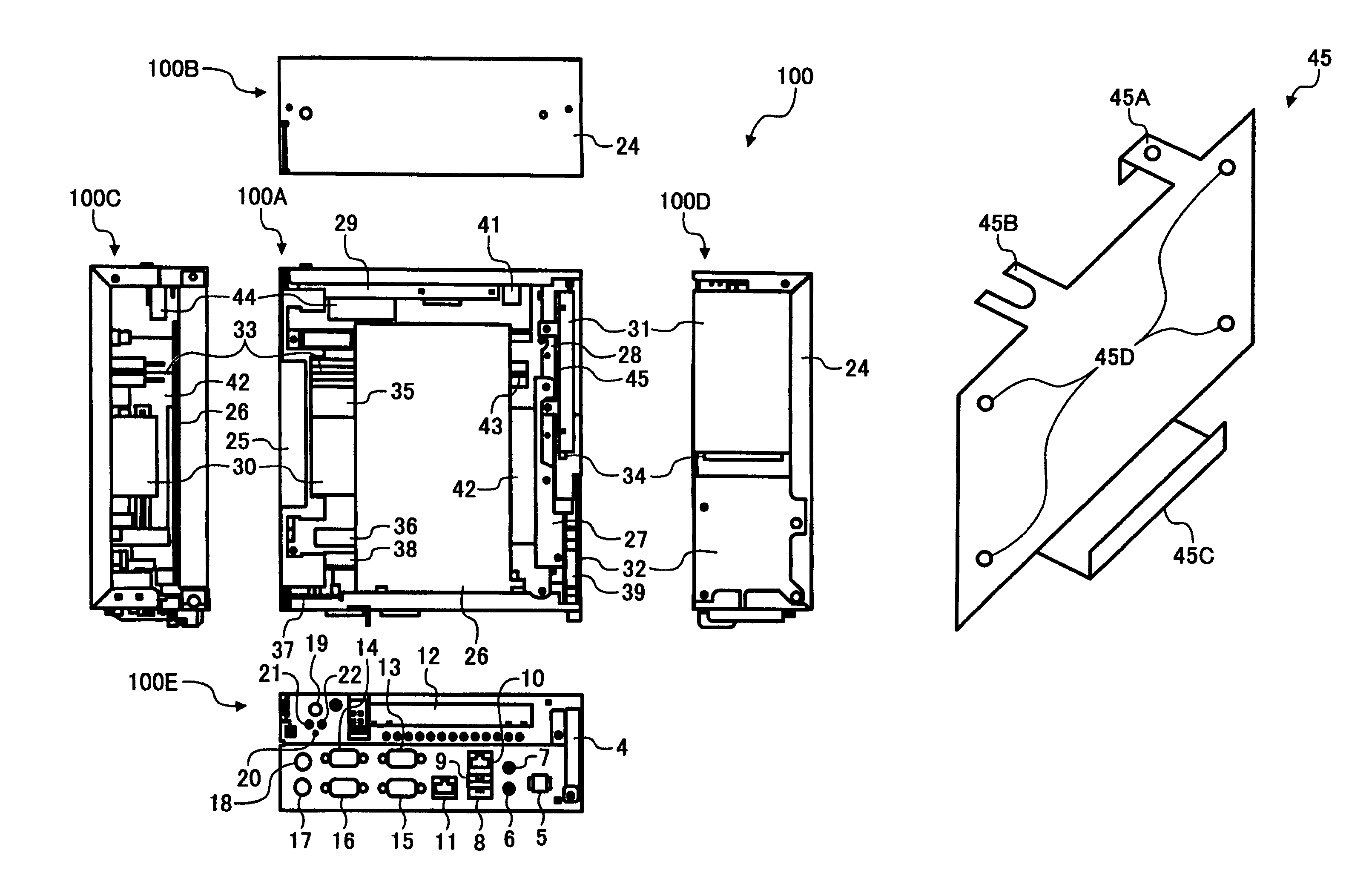 Storage device and method of efficiently arranging components in an information processing apparatus