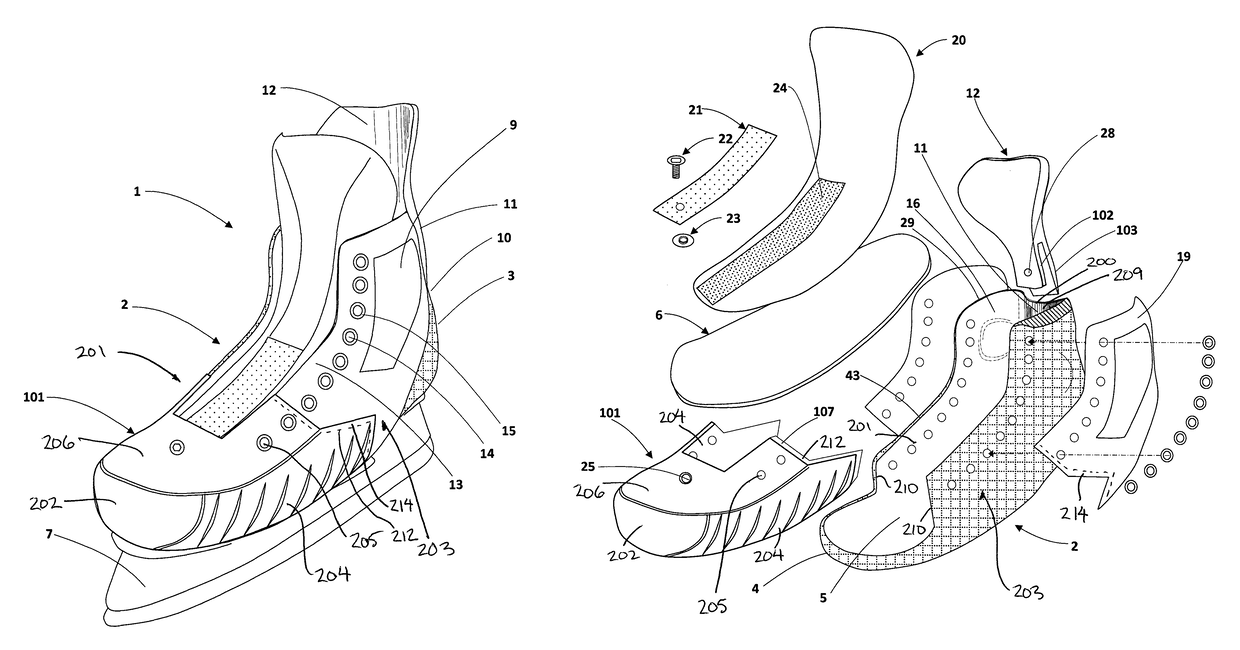 Skate boot with monocoque body