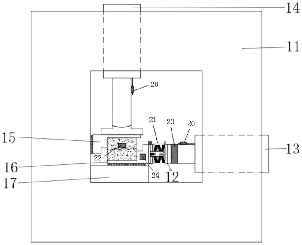 A variable stiffness elastic energy storage device and a method for testing rock instability using it