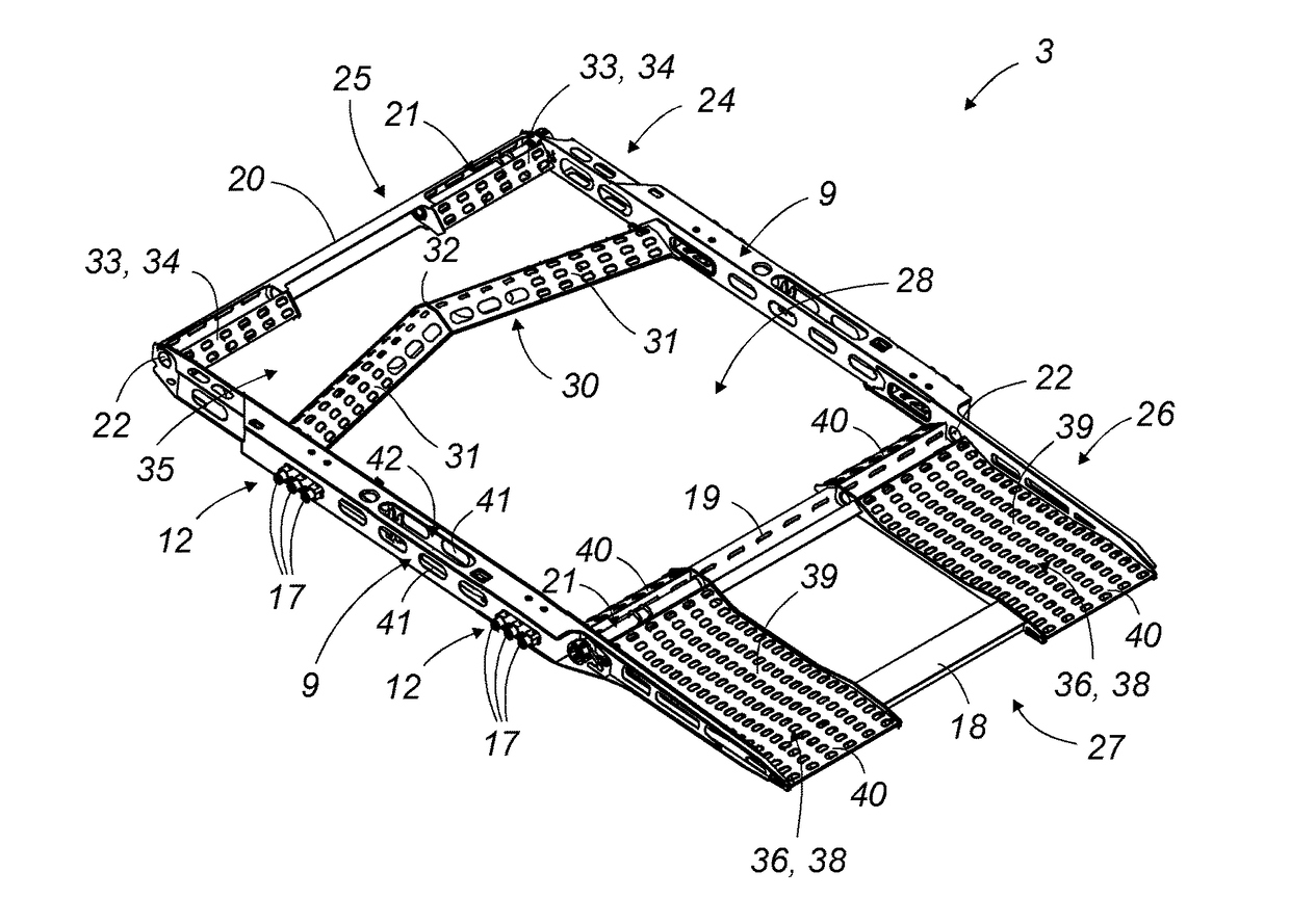 Individual, universal, removable, load-bearing pallet for car-carrying vehicle