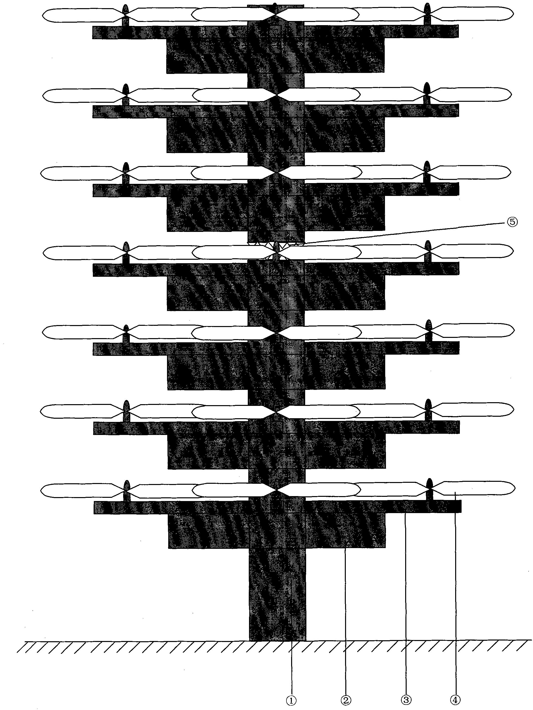 Construction engineering structure mode for tower wind power generation station