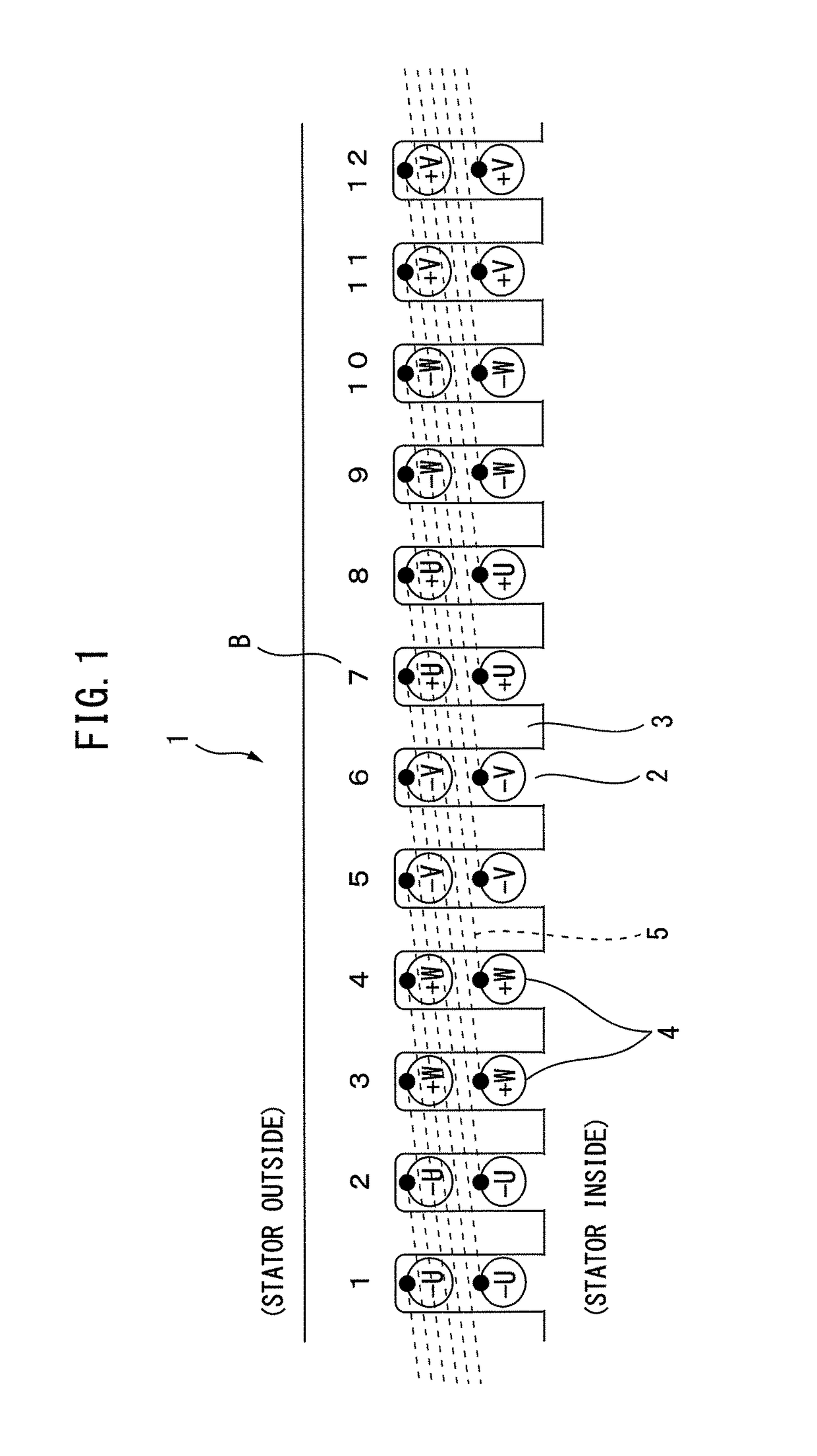 Three-phase alternating current electric motor provided with structure reducing torque ripple