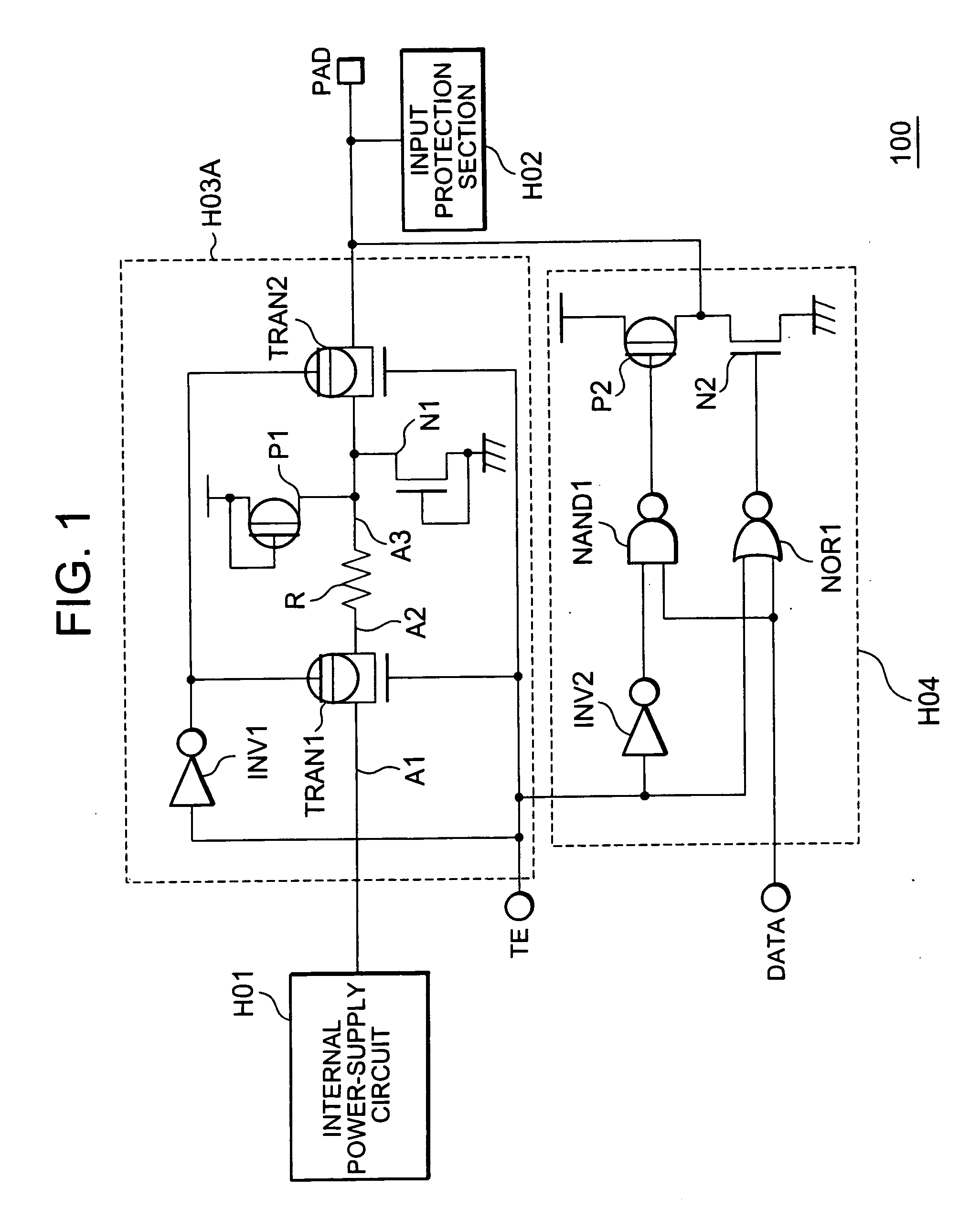 Semiconductor device having CMOS transfer circuit and clamp element