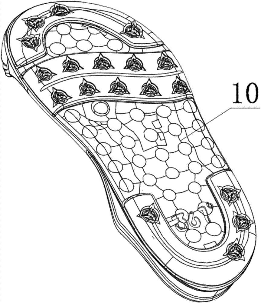 Anti-slip ground gripping nail of shoe sole and anti-slip shoe sole