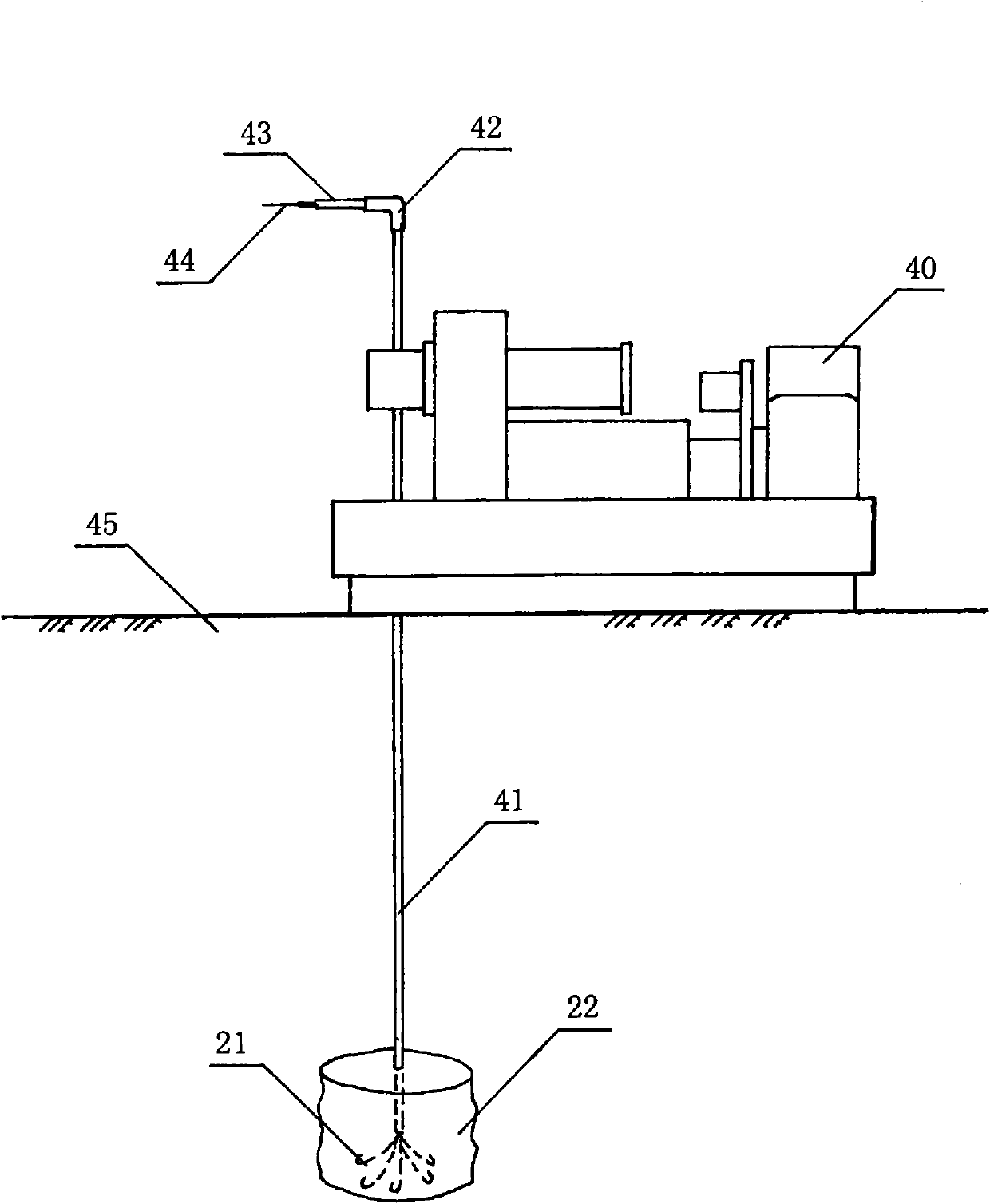 Method and equipment for setting rotary-jet steel strand ground anchor