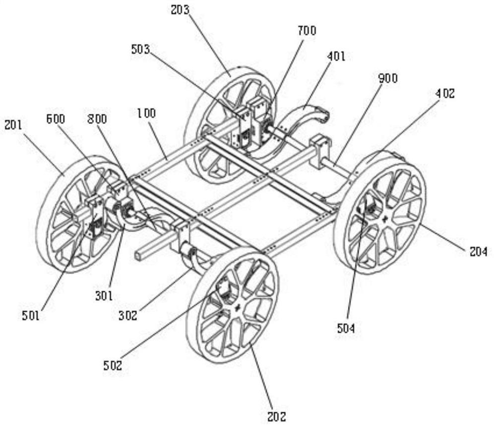 Four-wheel quadruped robot chassis