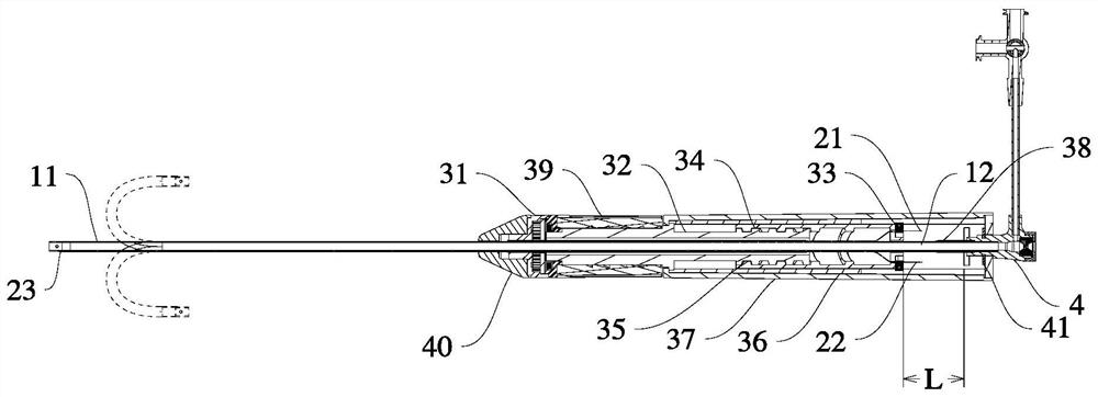 Operating handle of adjustable bending sheathing canal with identification and adjustable bending sheathing canal