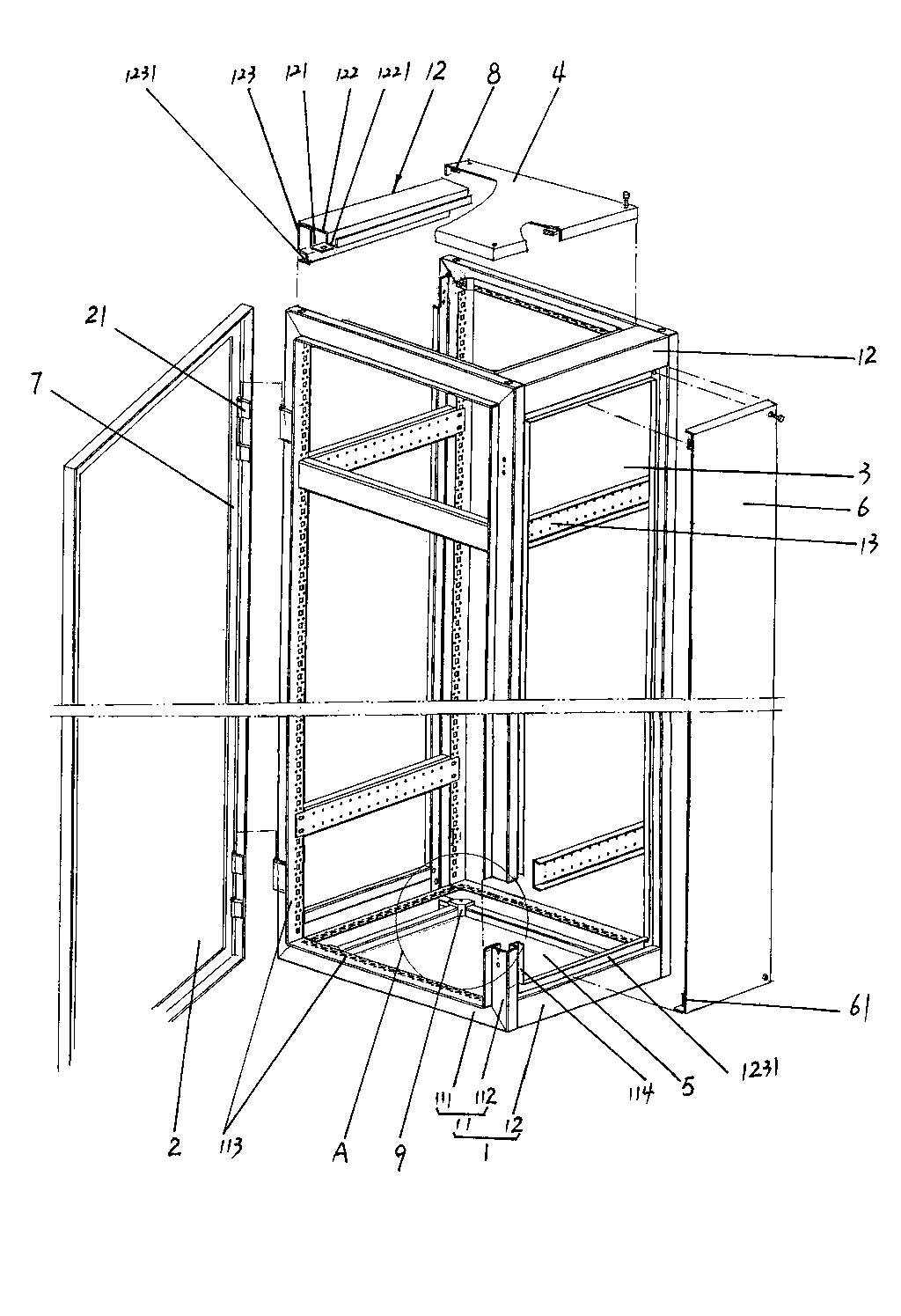 Cabinet body of low-voltage power distribution cabinet for boats