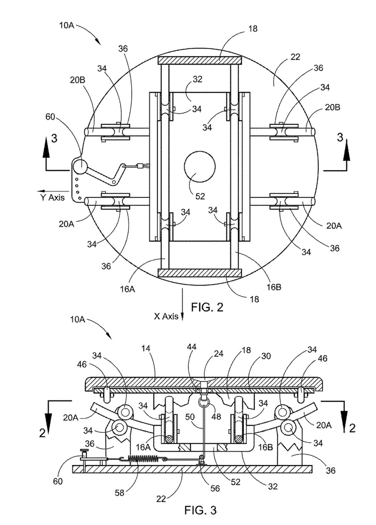 Multi-planar rotational platform and suspension device