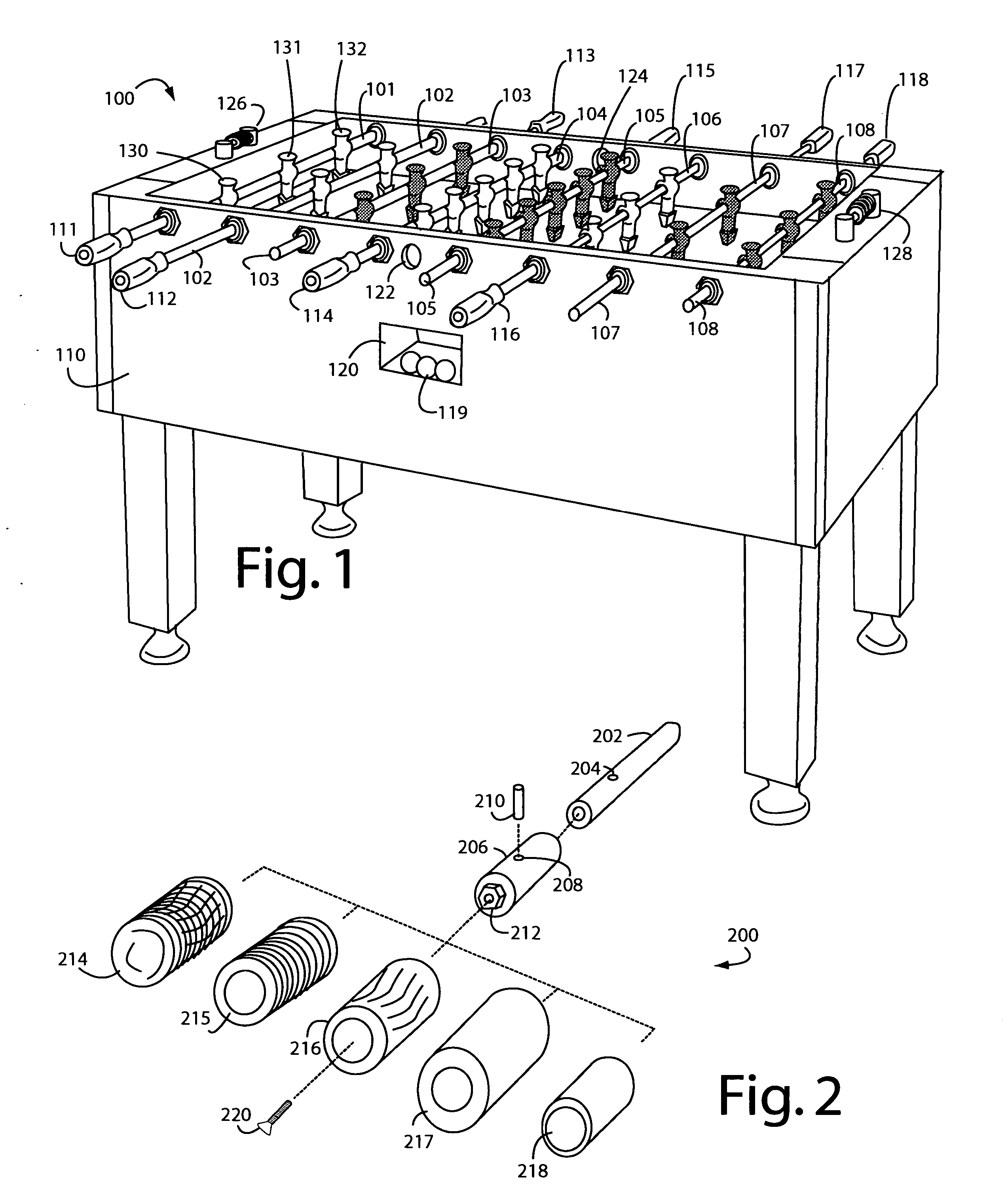 Quick-change foosball table rod handles