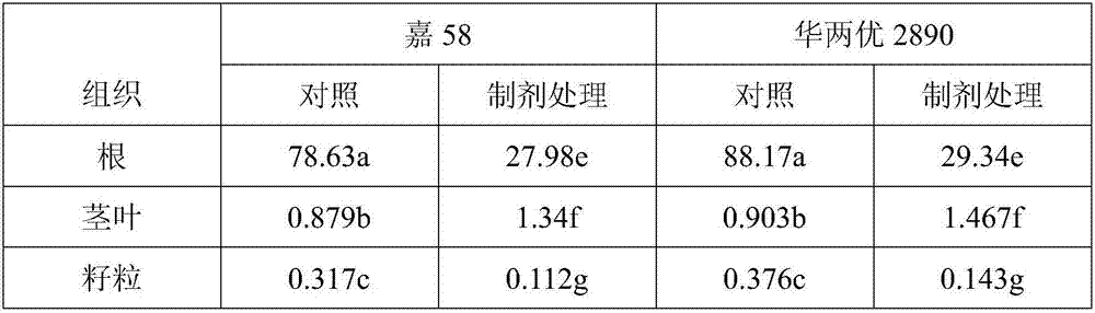 Preparation for reducing arsenic content in rice grains and preparing method and application method thereof