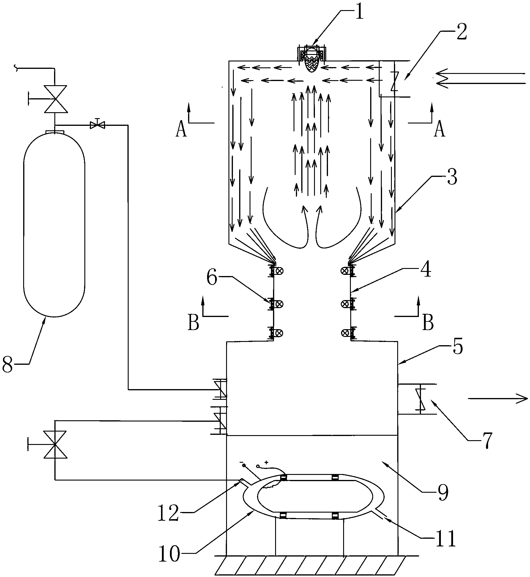 Swirl partition type ballast water treatment device for ship