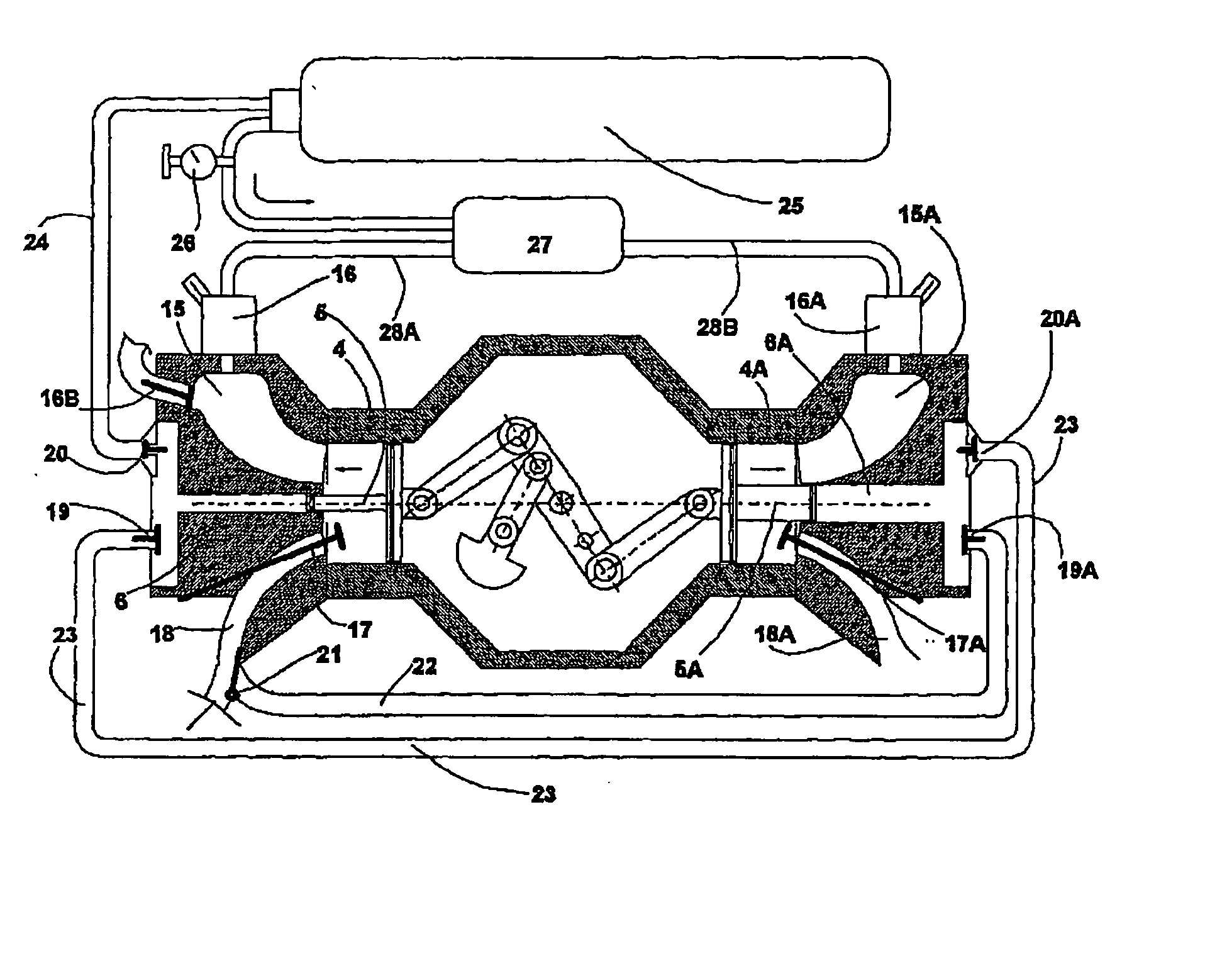 Motor-driven compressor-alternator unit with additional compressed air injection operating with mono and multiple energy